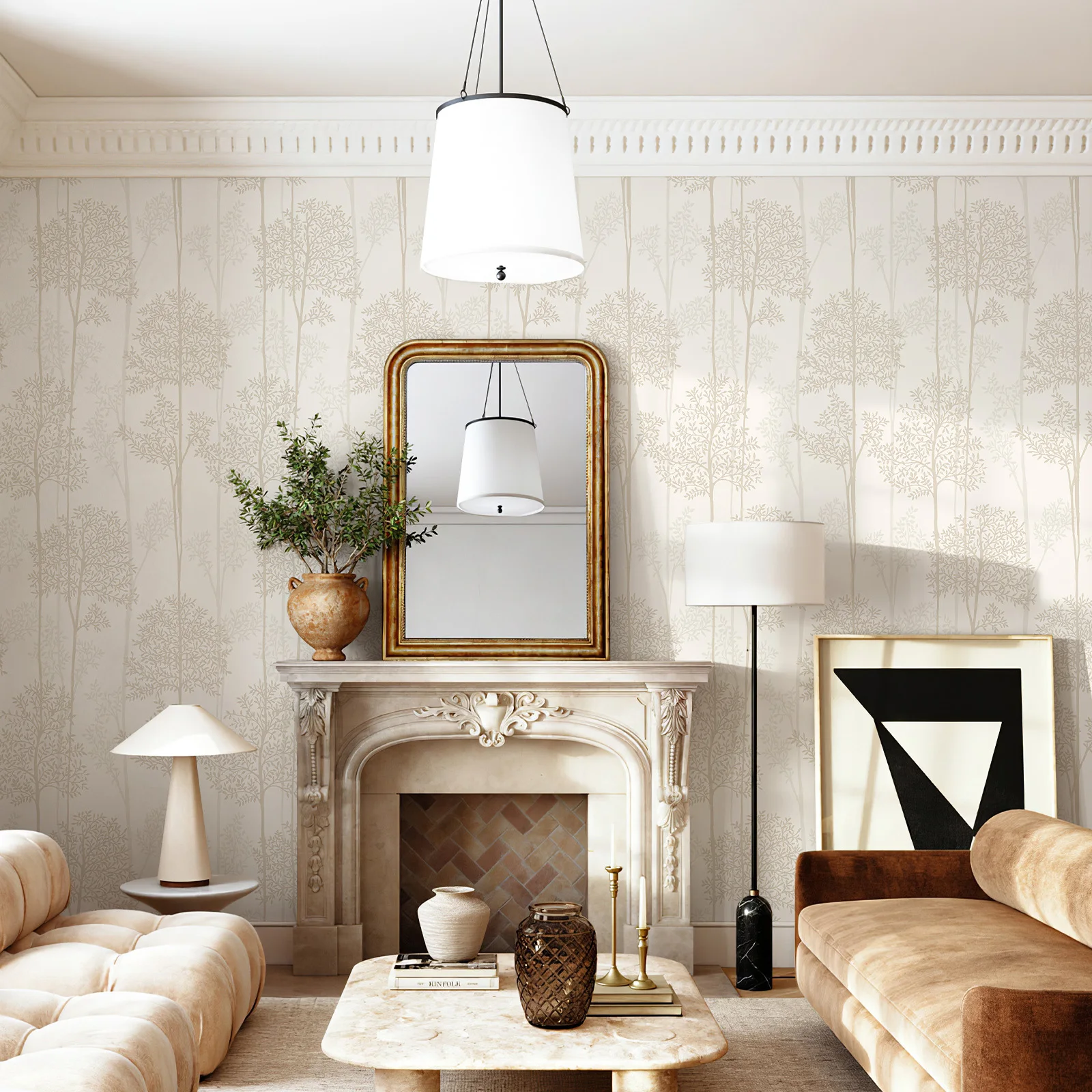 ต้นไม้สีเหลืองอ่อนวอลล์เปเปอร์ลอกและติดกันน้ำมีกาวในตัวสติ๊กเกอร์แปะผนังผนังอบอุ่นสติกเกอร์ติดตู้ย้อนยุคสำหรับเฟอร์นิเจอร์ 1