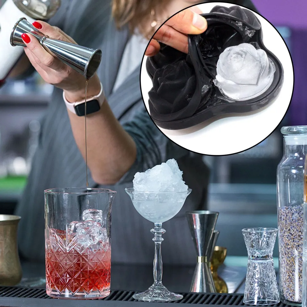 4/6 Grids Silicone Rose Shape Icecream Mold Tray Candy Cake Pudding Chocolate Molds Reusable Whiskey Cocktail Bar Products | Дом и сад