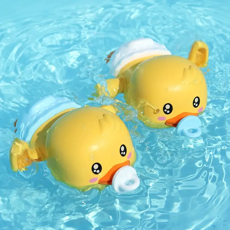Giocattoli Da Bagno Per Bambini Catena D'Acqua Clockwork Bathing Cute Swimming Yellow Duck Toy Toddler Pool Beach Classic Toy For Kids Water Playing