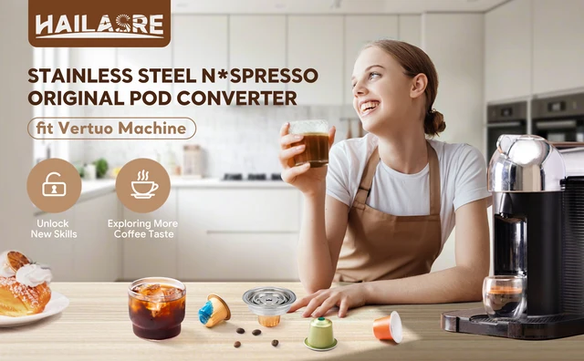 Adattatore Cialde Caffè BENFUCHEN Per Delonghi ENV135 VertuoLine E Nespresso OriginalLine - Argento - Foto 2