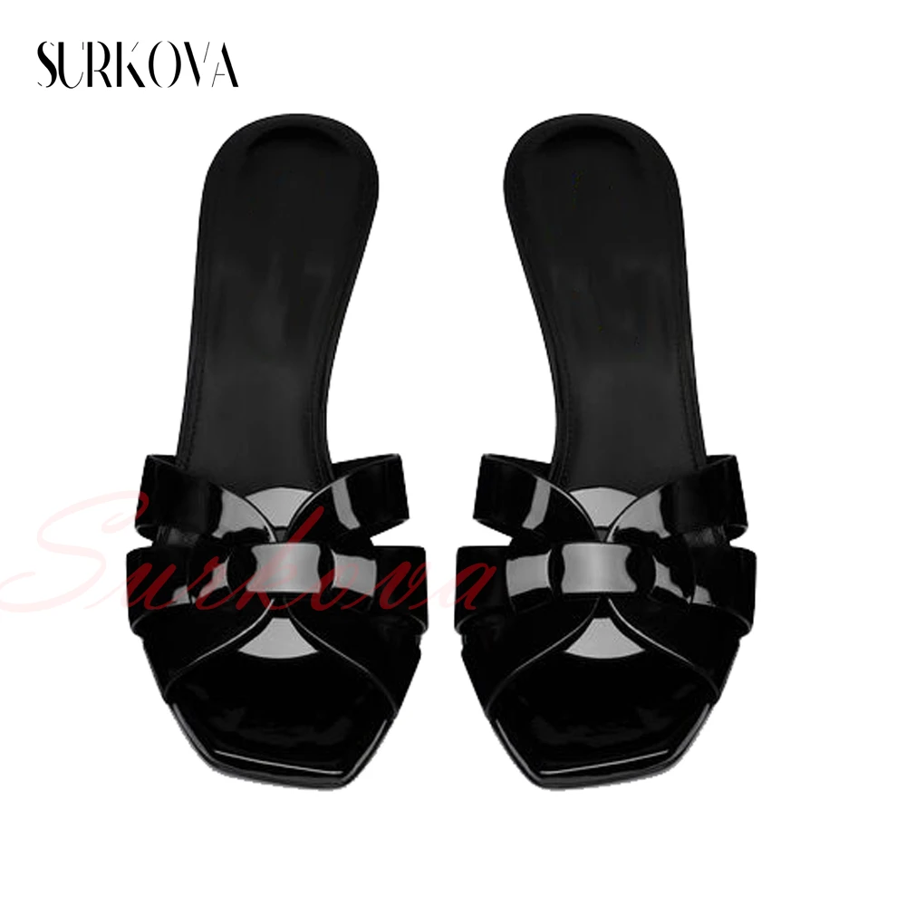 

Cross Strap Fashion Sandals for Women Square Open Toe Thin Heel Slippers Concise Solid Color Casual Shoes Women Outdoor Slippers