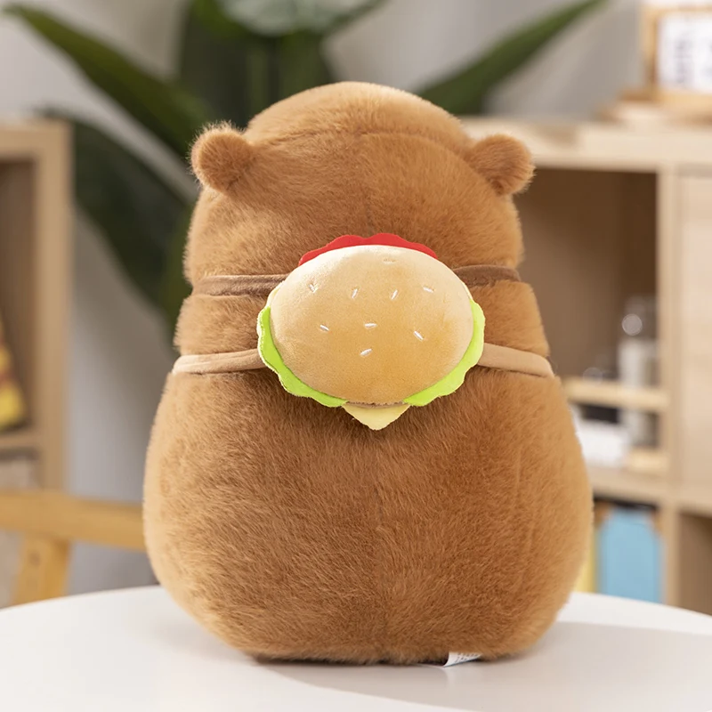 햄버거 플러시 장난감과 Capybara 동행 장난감 박제 동물 강아지 인형 장난감 수면 베개 어린이 생일 선물 홈 장식