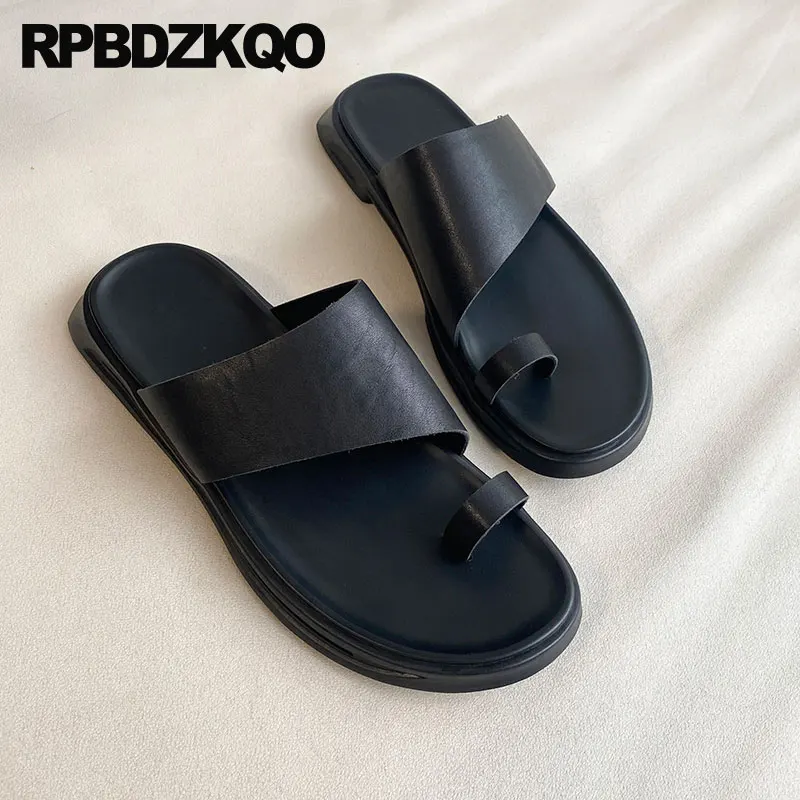 Slip-On-Toe-Loop-Open-Ring-Toe-Designer-Men-Sandals-Real-Genuine ...