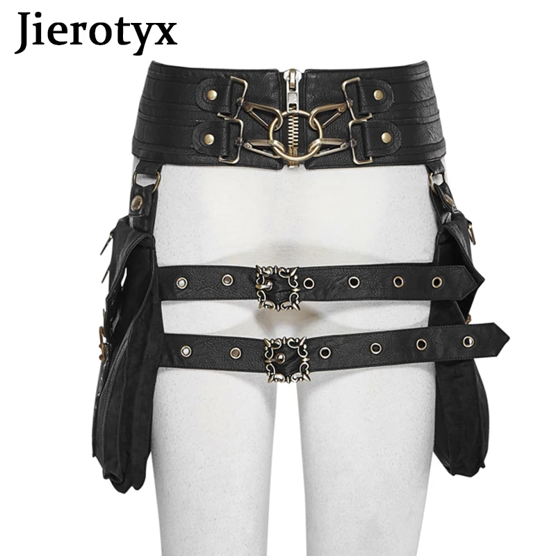 JIEROTYX Retro Rock Waist Belt Bag for Women Medieval Steampunk Cosplay Accessories Hip Hop Female Bags Purse Pack Small Leg