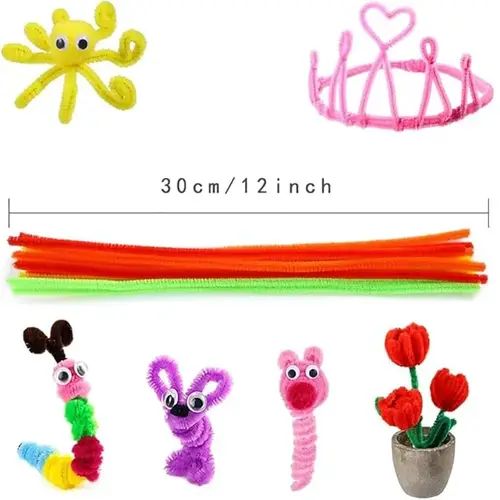 100/50Pcs Chenille Stems Bulk 22 Colors Chenille Pipe Cleaner Stems Kids Art and Crafts Projects and Decorations(6 mm x 12 inch) - Image 2
