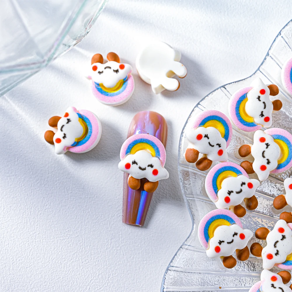 

20pcs Cartoon Nail Art Charms Kawaii Resin Bear Cloud Sun Moon Stars Nail Art Decoration 3D Nails Manicure Accessories JFRYJK-3K