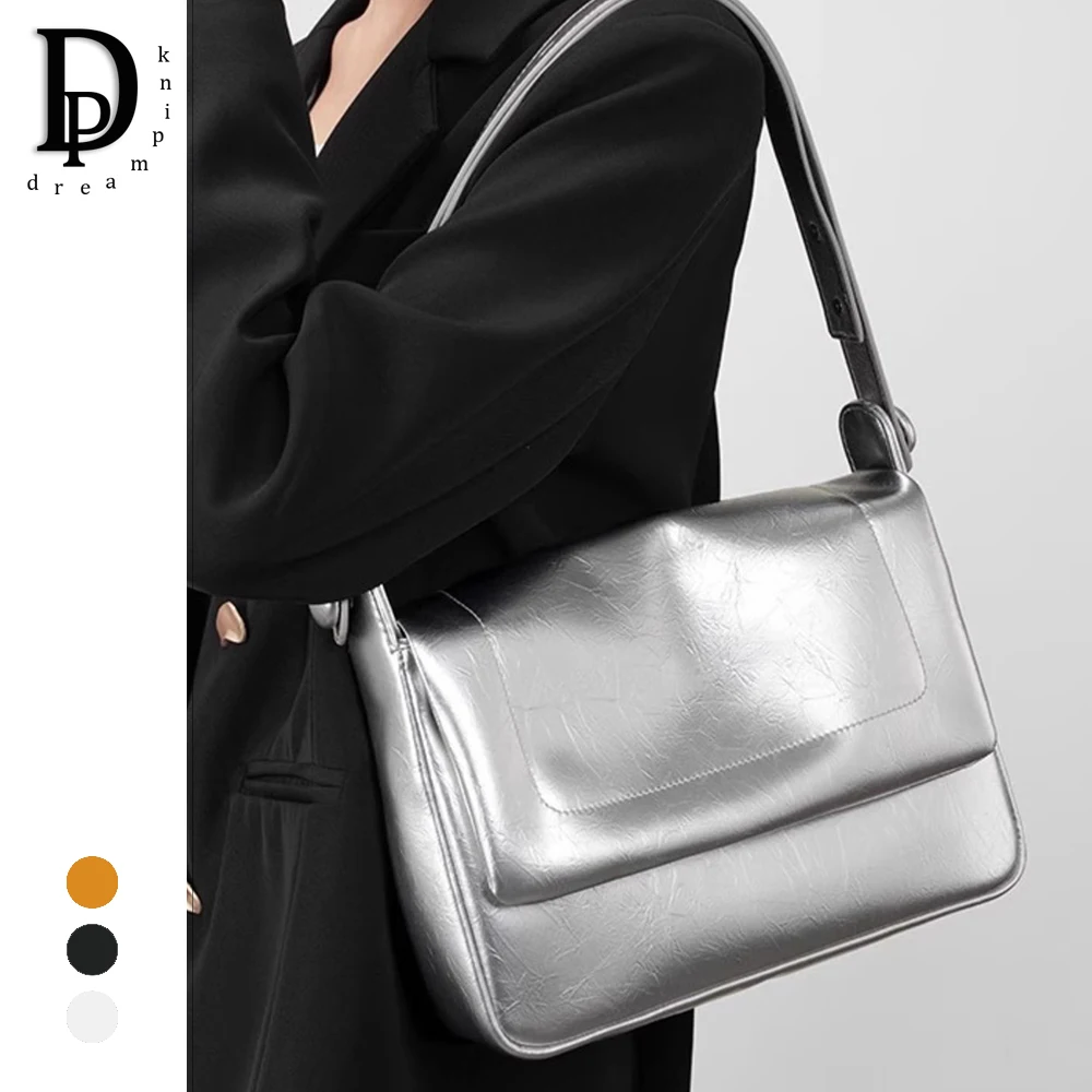 

Luxury Waxed Leather Women Messenger Bag New Large Capacity Tote Shoulder Bag Casual Female Crossbody Handbag Lady Underarm Bag