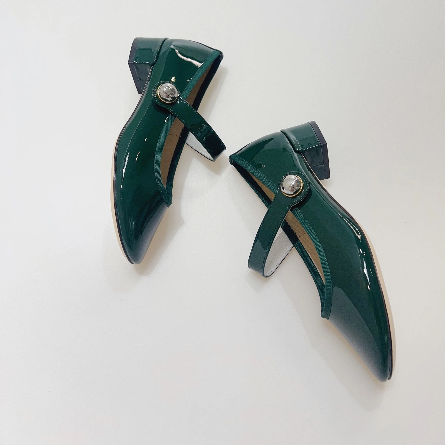 

Женские лакированные Туфли Мэри Джейн, зеленые туфли из телячьей кожи на каблуке, весна 2023