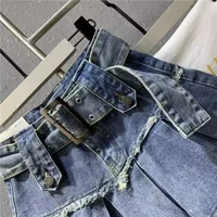 New Fashion Three Dimensional Strap Pocket Wash High Tooling Denim Skirt Women Y2K Summer Vintage Casual Joker A Skirt - Image 4