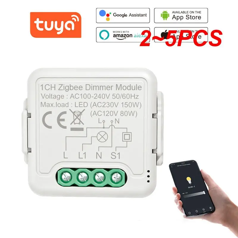 

2~5PCS Tuya ZigBee Wifi Dimmer Switch Module 10A Smart Home Breaker 1 2 Gang Supports 2 Way Control Works with Alexa