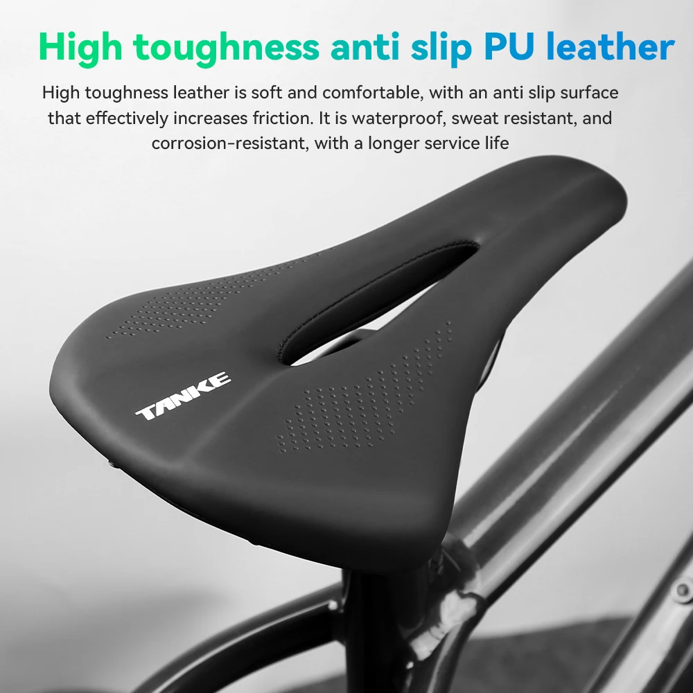 Bicycle Saddle TANKE Hollow Breathable Men Women MTB Road Bike Saddle Shock Absorbing Comfortable Big Butt Bike Seat Safety-PU