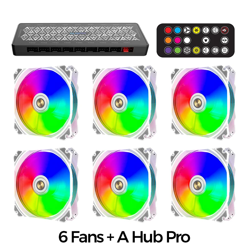 Alseye 6Pcs Max M120-P Fan 120Mm Argb Light Forward Blade Fdb Bearing Mute Pwm Fan 5V 3Pin Dissipatore Di Calore Aura Sync Fan Per Pc Case