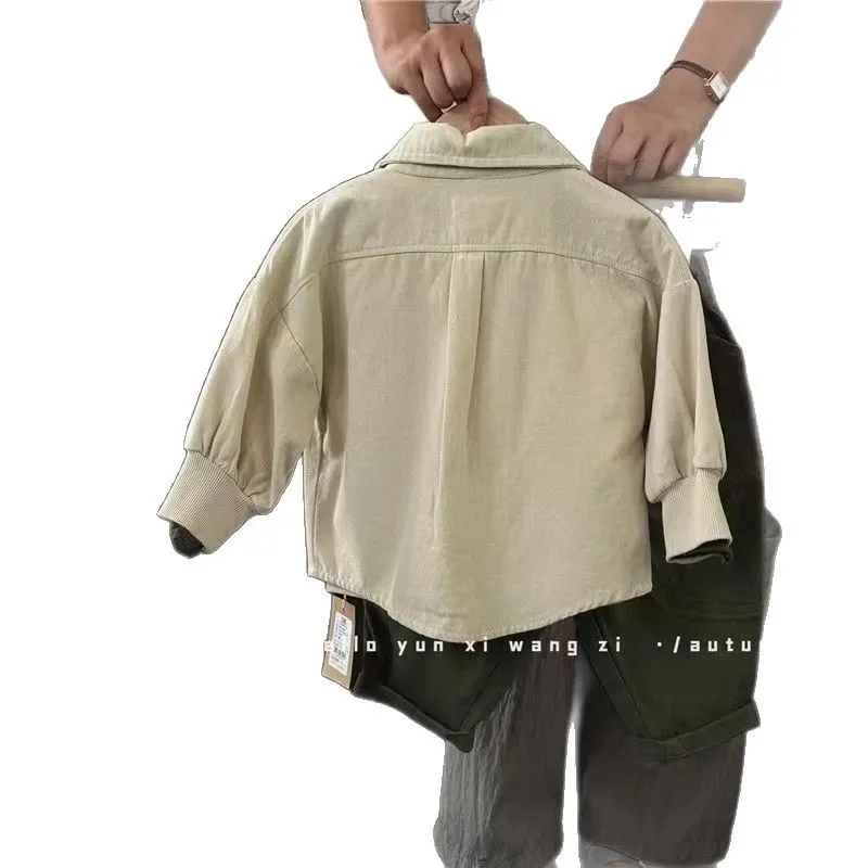 Korean Style Boys Long Sleeve Shirt Breathable Soft Cotton Twill Fabric Shirt Stylish Baby Clothing from Mainland China