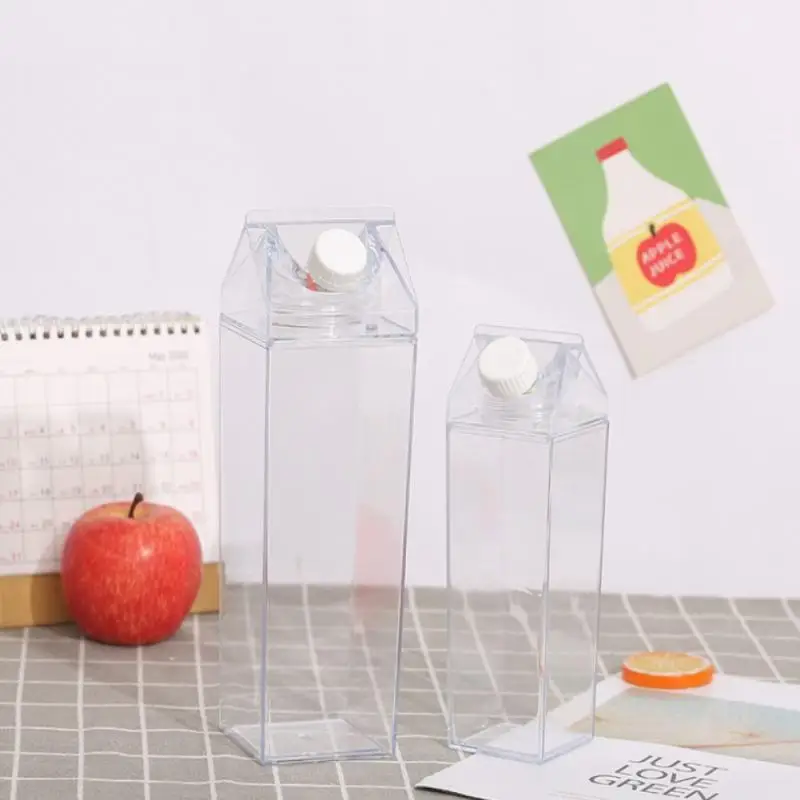 Creative Square Transparent Milk Kettle Cup Plastic Leak-proof Water Bottles Modern Food-grade Drinkware Special Milk Drinkware