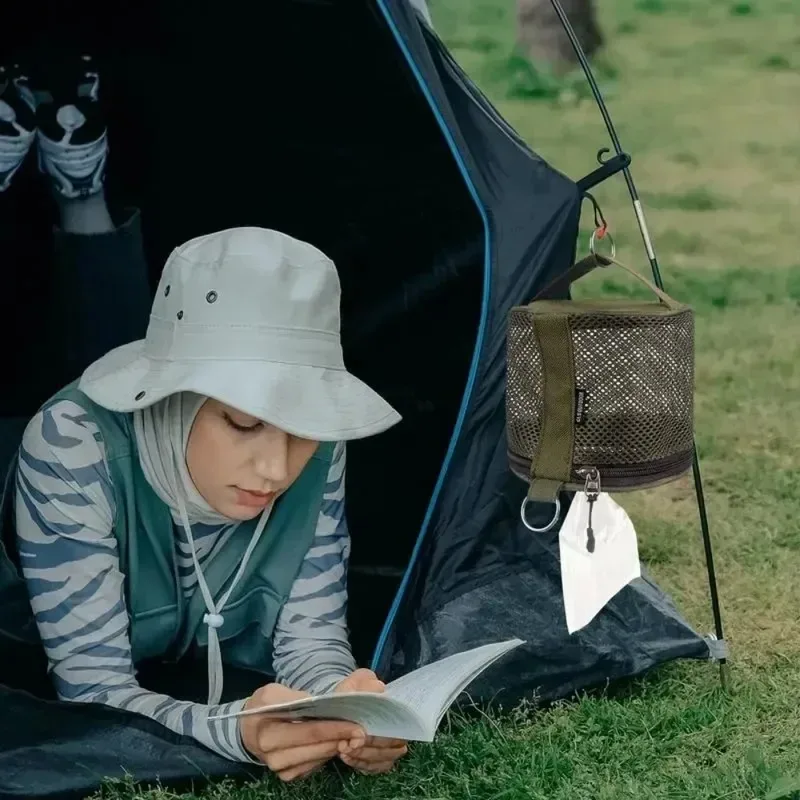 Outdoor Camping Tissue Box, Roll Paper Storage Bag with Hooks, Portable Tent Hanging Napkins, Practical Outdoor Supplies