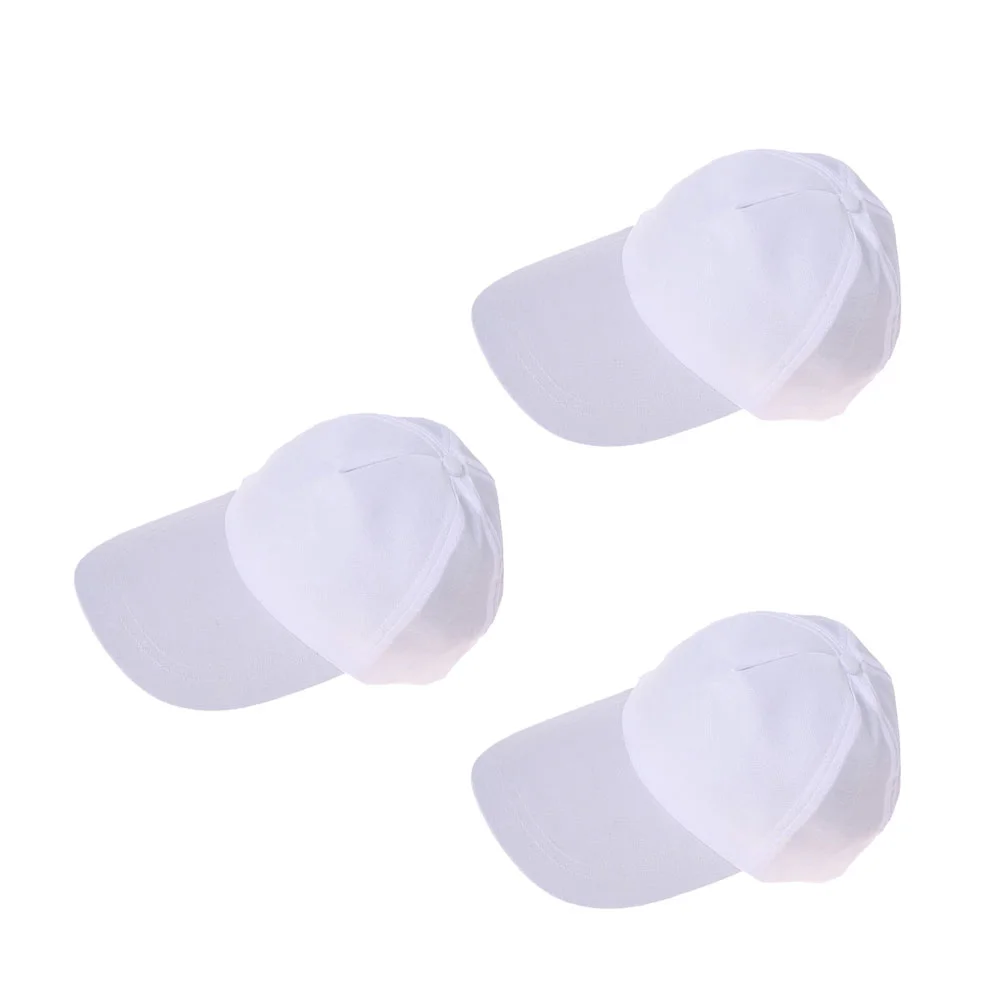 3 Pcs Cotton Baseball Hat Blank White Cap Bulk Stylish Blank Peak DIY Painting Hats Unisex 4