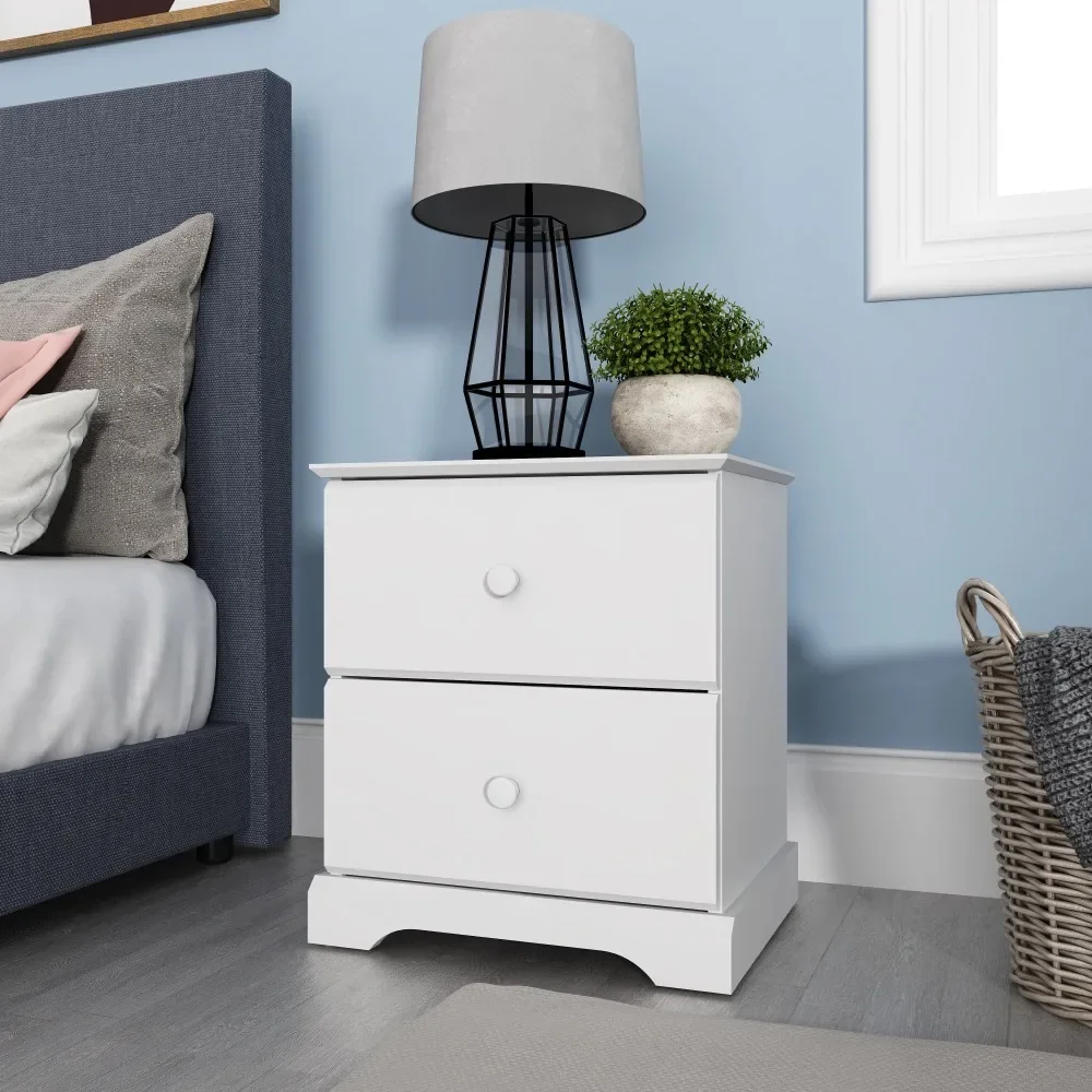 

Nightstand with 2 Drawer, Wood 2-Drawer Kids, White and Gray Nightstand