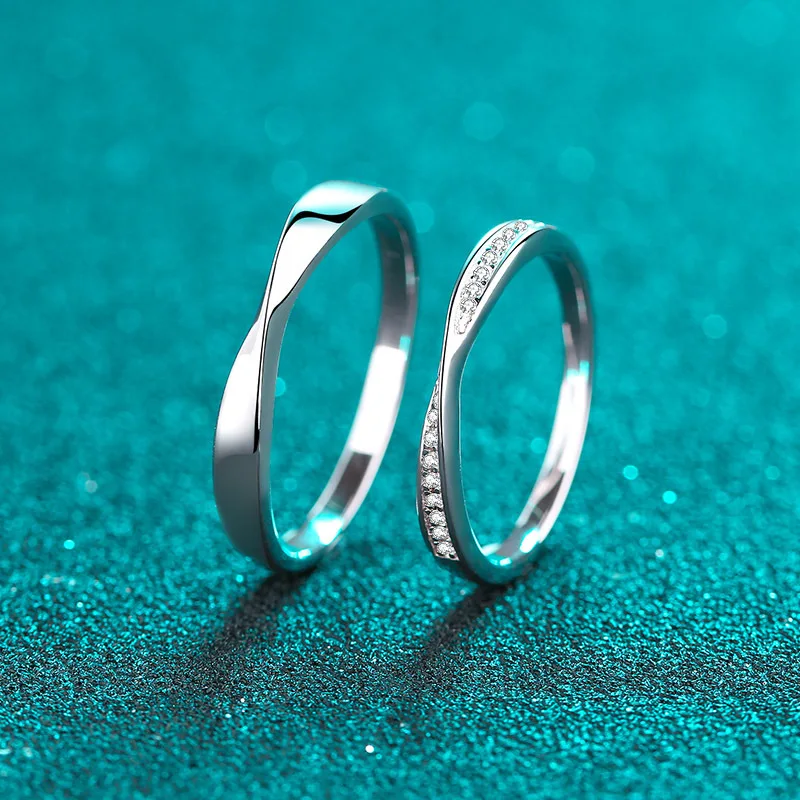 Real 925 Sterling Silver D Color Moissanite Ring Wedding Couple Rings Valentine's Day Anniversary Gift Unisex Band for Women Men 3
