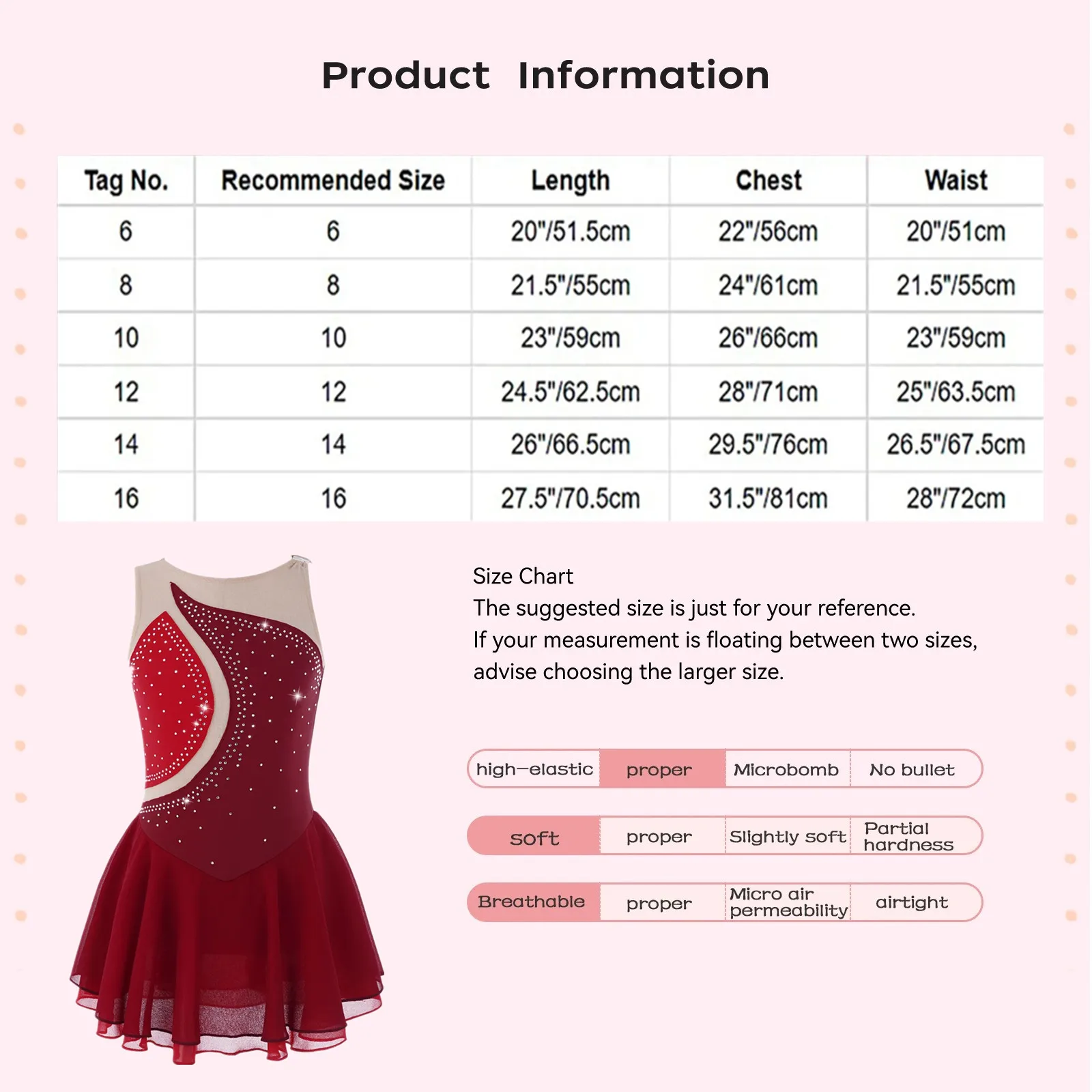 Kinder Mädchen Eiskunstlauf Kostüm Ballett Tanz Tutu Ärmellos Glänzend Strass Rhythmische Gymnastik Leistung Trikot Kleid – Detail 4