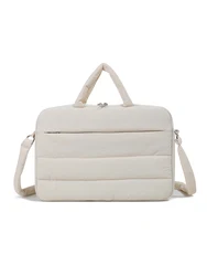 Puffy Shockproof Laptop Shoulder Bag Sleeve - Versatile Carrying Pouch - 15 - 16inch (Beige)