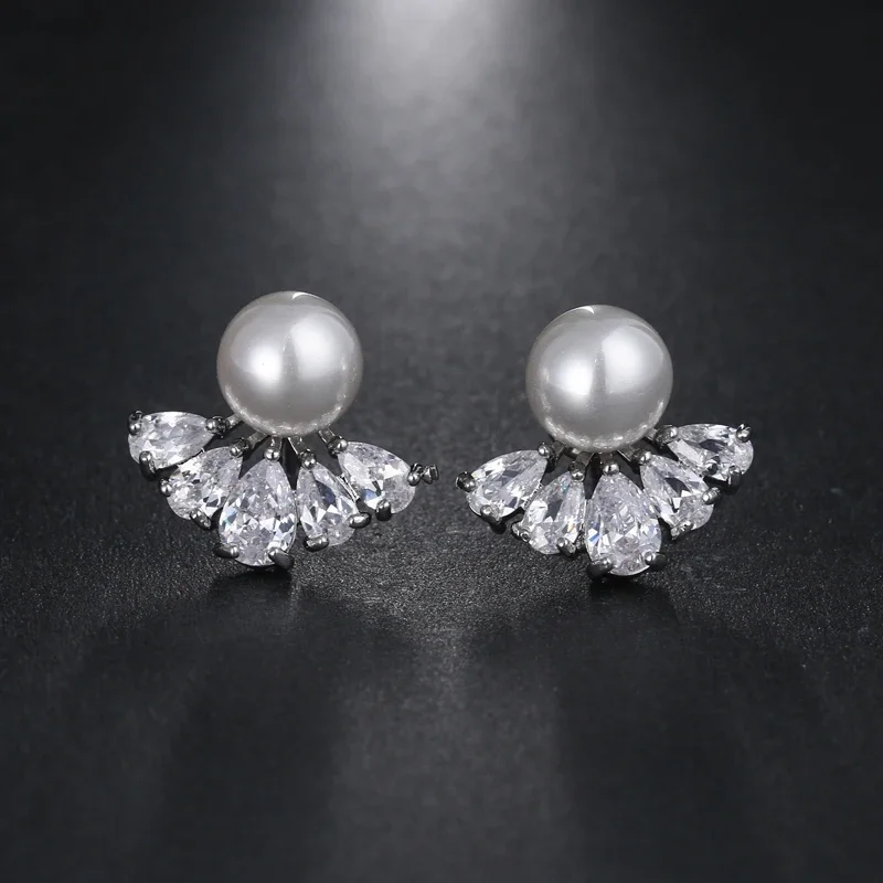 Fashion Imitation Pearl Drop Earrings with Cubic Zirconia for Women Wedding Bridal India Jewelry pearl earrings drop earrings
