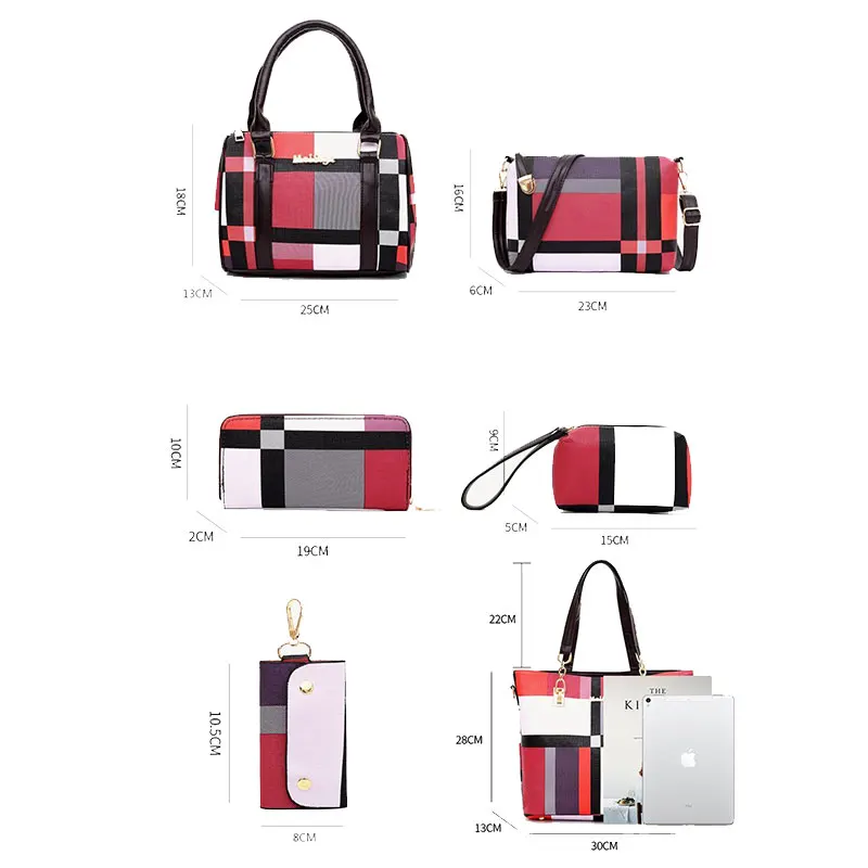 Móda 6 nastaví kabelky pro ženy nový rýt taška vláčet pytle 2024 dámy vysoký kvalita PU kůže crossbody pytle 5 barvivo