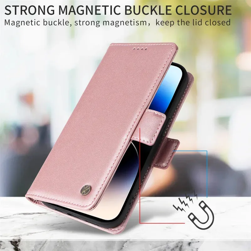 Leather Flip Wallet Phone Case with Holder Stand and Book Cover Design