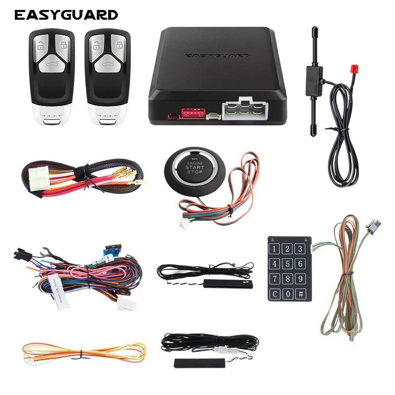 EASYGUARDSmartphoneAPPcaralarmremotestarterwithKeylessEntryPushStartButtonNFC