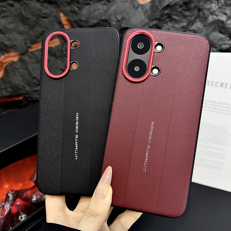 Luxury Stripe Textured PU Leather Phone Case - ELVEV Anti-Slip Ultra-Thin Cover