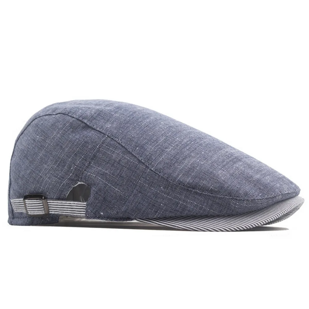 Men Newsboy Caps Spring And Autumn Berets Hats Cotton Polyester 57-62cm Big Head Circumference Striped Brim Casual Style BT0102 5