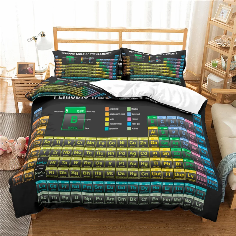 Periodic Table of Elements Duvet Cover Science Bedding Set Microfiber Chemistry Lovers Learning Image For Kids Teens Adult Decor 4