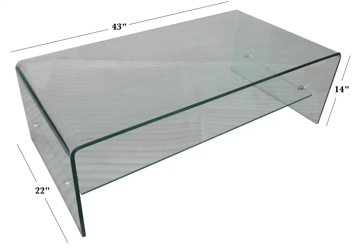 Noble House Roman Glass Coffee Table with Shelf  Clear glass and aluminum leg frames Stylish and modern 4