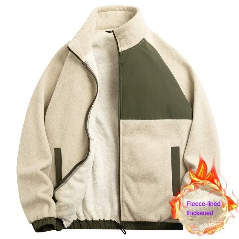 New lamb fleece jacket men autumn and winter large size fleece Zipper Thickened Casual Overcoat Winter Jacket Men Jacket