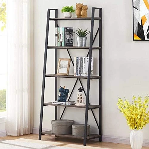  Gadroad Ladder Bookshelf, Industrial 5-Tier Bookcase,Free  Standing Ladder Shelf, Utility Organizer Shelves for Plant Flower,Wood Look  Accent Furniture with Metal Frame for Home Office,Rustic Brown : Home &  Kitchen