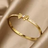 Korean Style Simple and Luxurious Three-dimensional Butterfly Bow Heart-shaped Titanium Steel Bracelet for Women Jewelry. 4