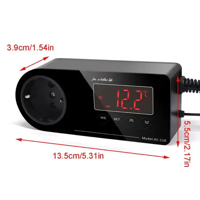LXAF Intelligent Digital Thermostat EU Plug Temperature Regulator Aquarium Reptile Heating Digital Display Humidity Controller 6