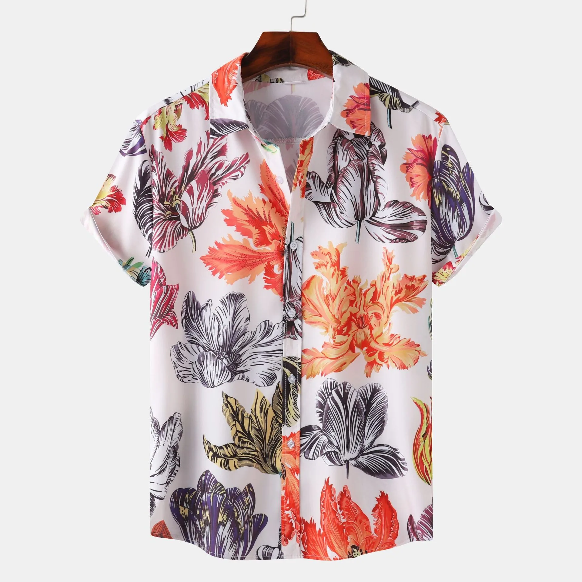 Men's Casual Fashion Hawaiian Beach Vacation Printed Short Sleeve Shirt Summer Loose Beach Oversize Top Men's Shirts For Boys 2