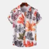 Men's Casual Fashion Hawaiian Beach Vacation Printed Short Sleeve Shirt Summer Loose Beach Oversize Top Men's Shirts For Boys 2
