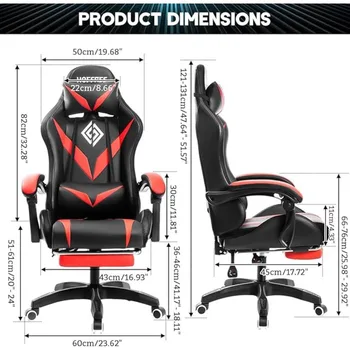 Gaming Chair with Massage and LED RGB Lights Chair with Footrest High Back Video Game Chair with Linkage Armrest Gaming Chairs 3