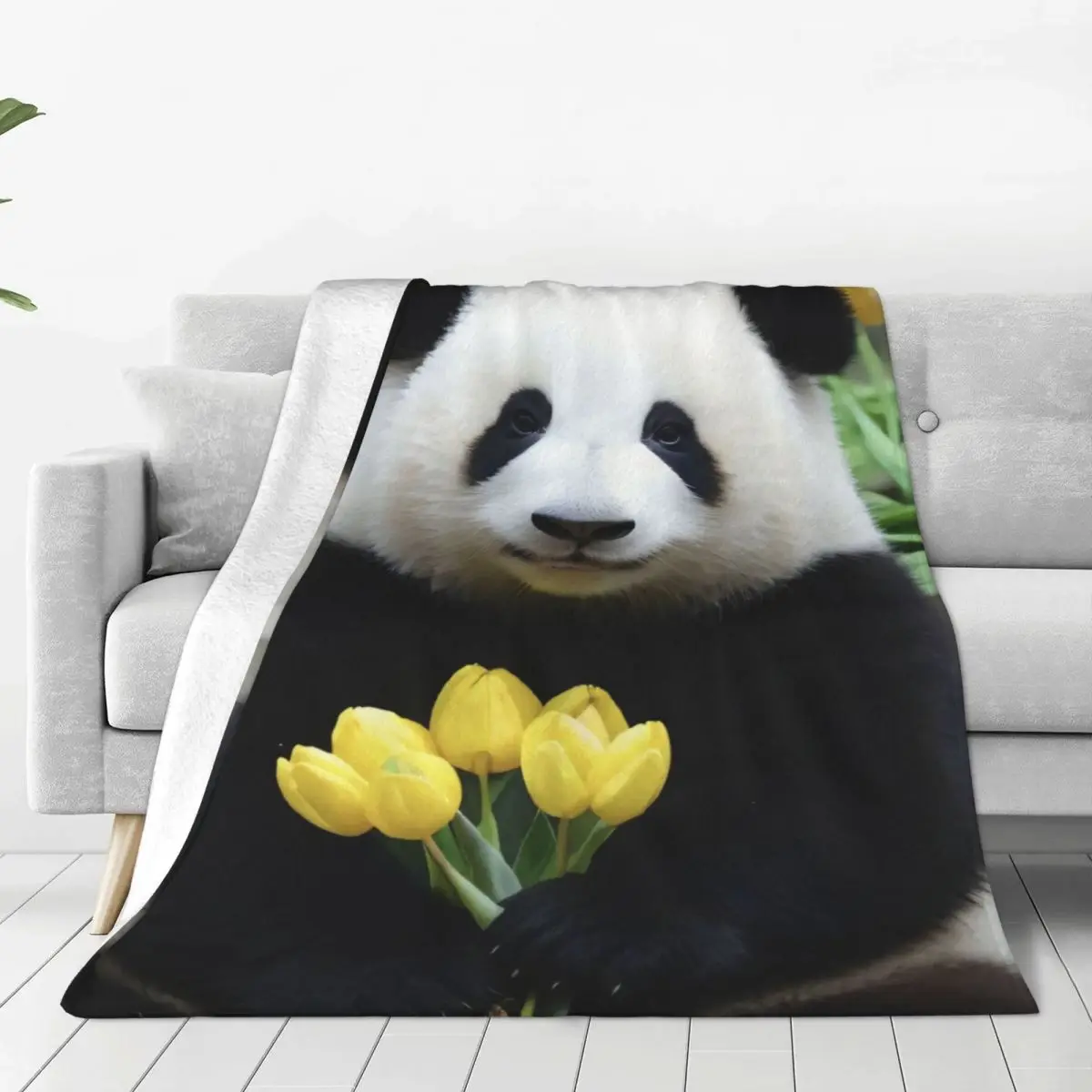 

Huahua Panda Animal Blanket Super Warm Sherpa Throw Blankets for Luxury Bedding Travel Camping