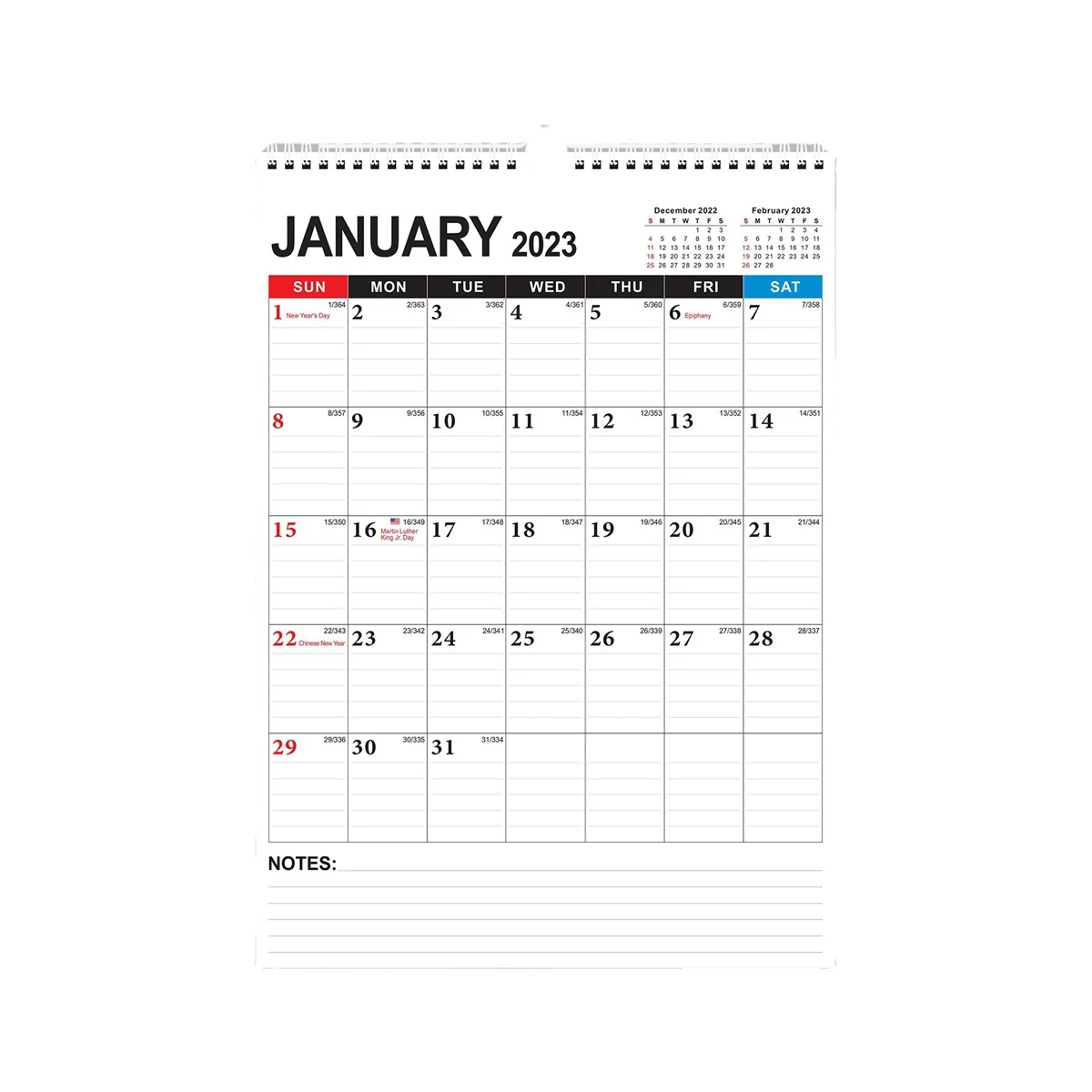 

Календарь-ежемесячный настенный календарь с января 2023 года по июнь 2024 года, 12 дюймов x 17 дюймов, двухпроводная переплетка, линейное пространство