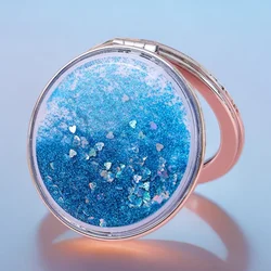 Vibrant Flowing Sand Double - Sided Chic Mini Makeup Mirror (Blue)