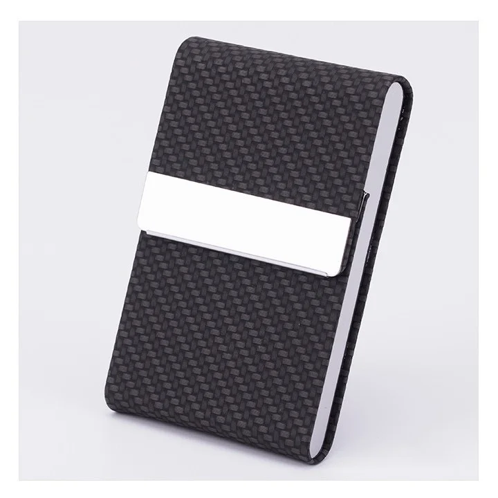 Elegant PU Leather & Stainless Steel Business Card Case with RFID Protection & Magnetic Closure