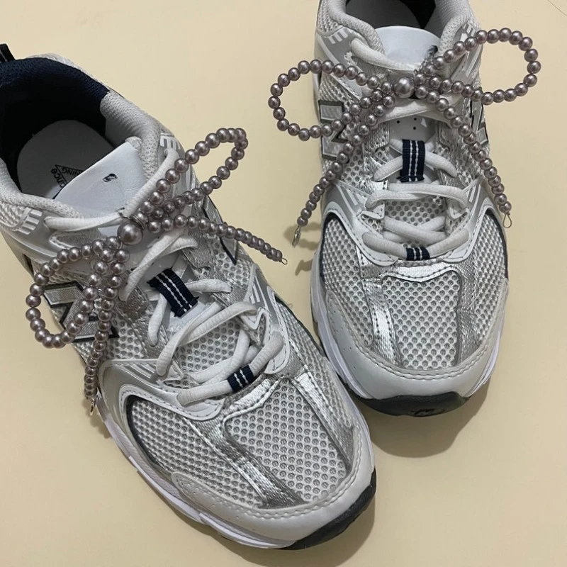 

Модные шнурки с жемчугом в Корейском стиле, модные шнурки с жемчужинами, жемчужный бант для кроссовок, «сделай сам», обувной Шарм, подарок для друзей