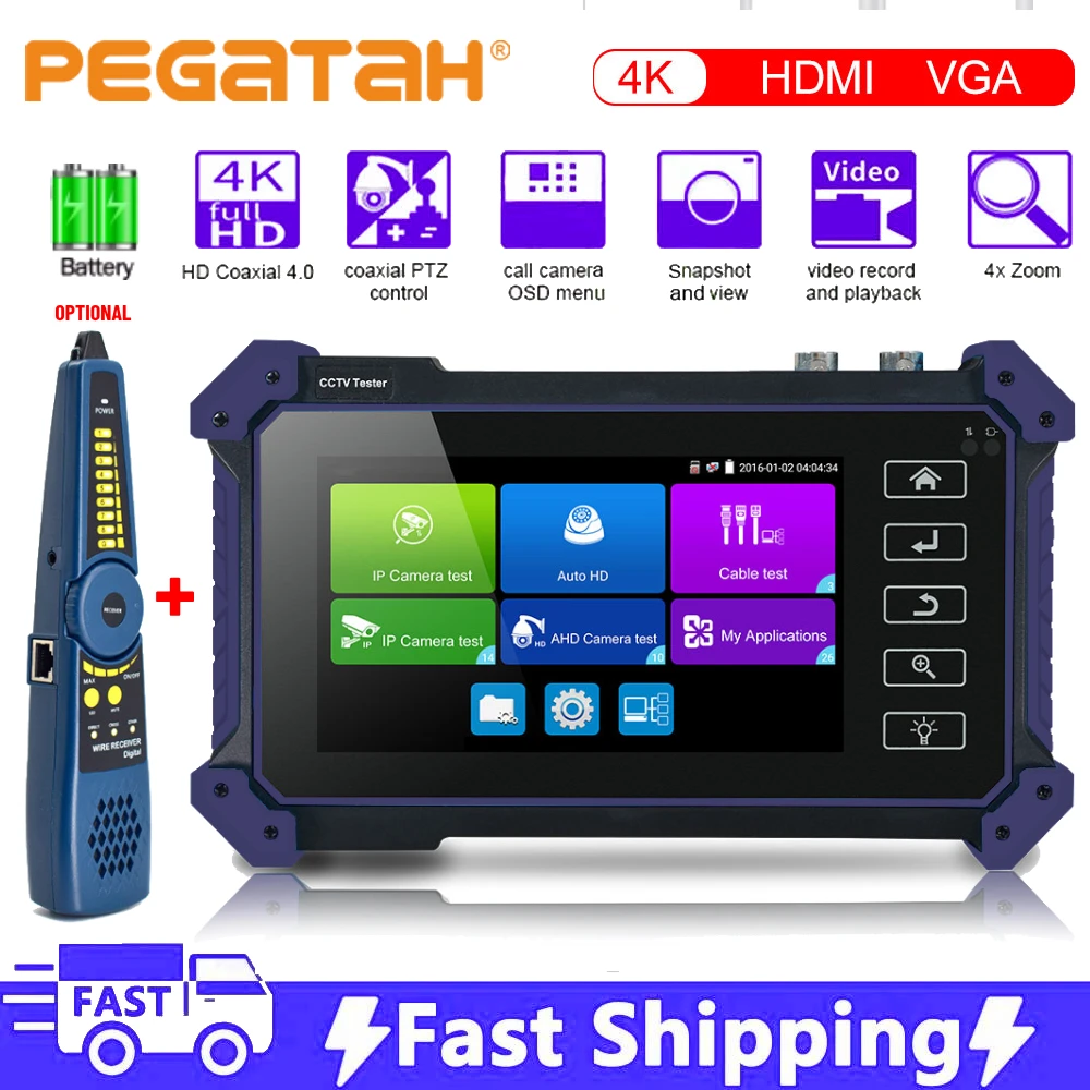 CCTV Camera Tester 4K IPC CCTV Tester 6 In 1 CCTV surveillance camera monitor Full HD 8MP IP AHD CVI TVI SDI camera tester with HDMI VGA