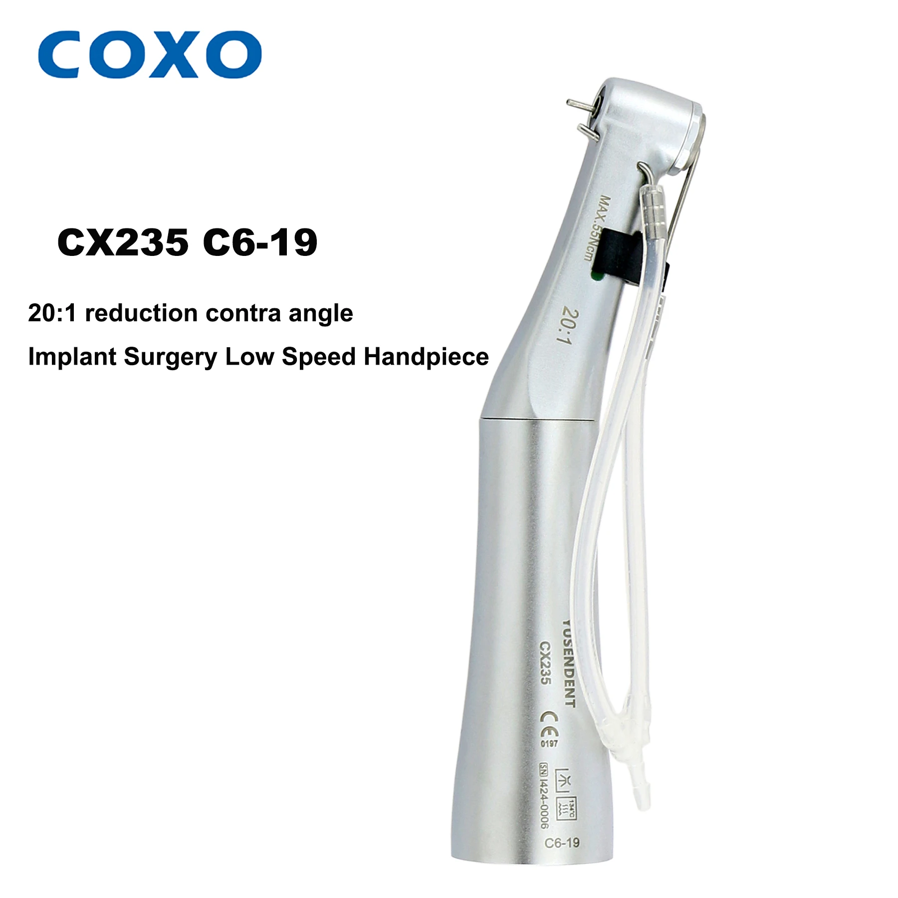 

COXO Dental Tools 20:1 Reduction Implant Surgery Low Speed Handpiece Push Button Contra Angle Handpiece E Type Fit KAVO NSK