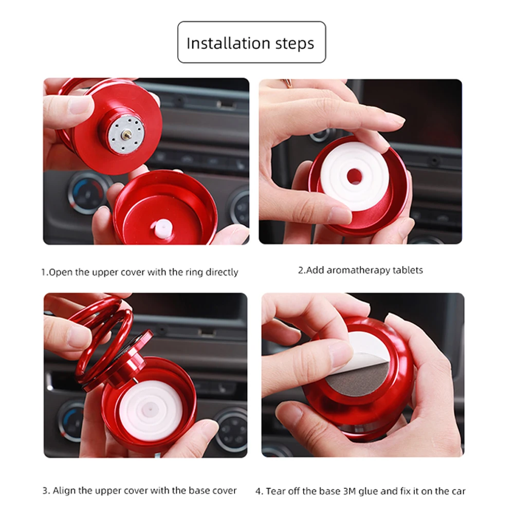 Solar Rotating Twin-ring Car Air Fresh Aromatherapy Ornaments Auto Parts  Interior Men's And Women's Original Perfume Diffuser