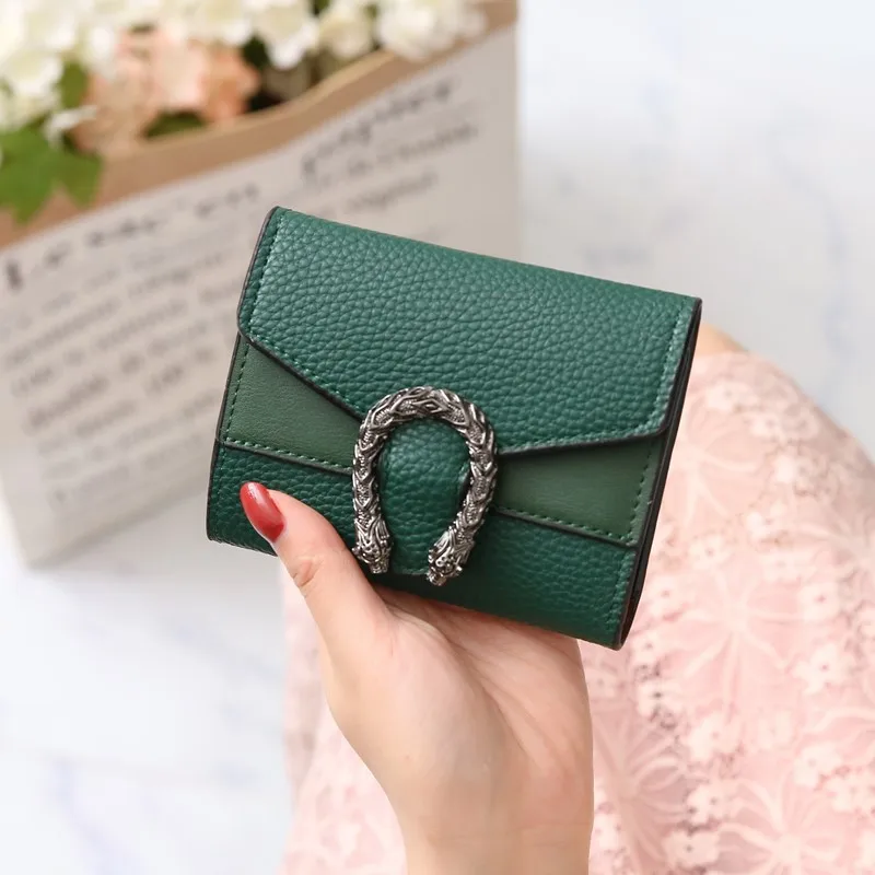 New Solid Color Small Wallet Women Short Korean Retro Folding Coin Handbags Bags Designer Wallets for | Багаж и сумки