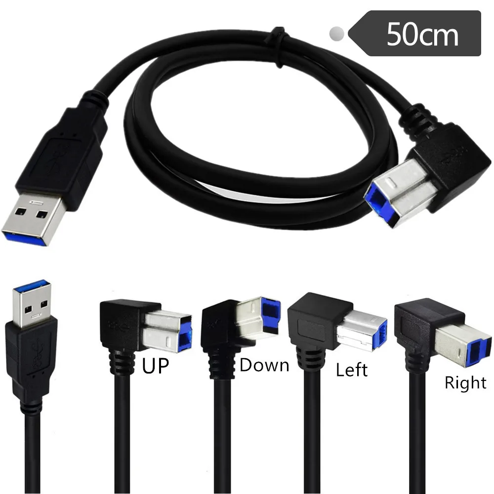 High speed USB3.0A male head to B male head 90 degree bend for printer display scanner connection cable