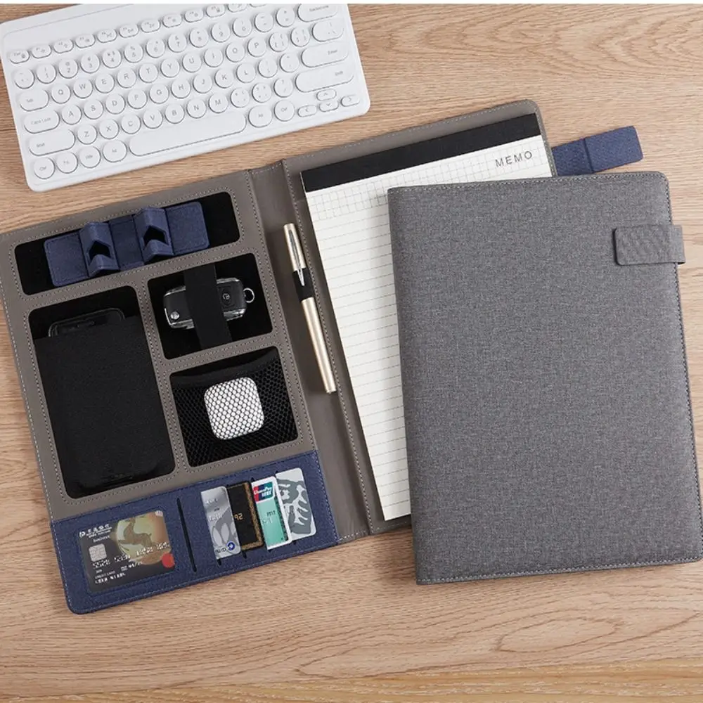Contract File Folder A4 Leather Document Bag Office Padfolio for Conference Negotiations